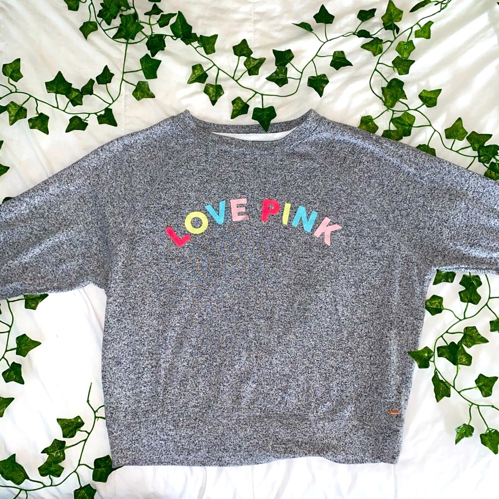 PINK grey crew neck sweatshirt